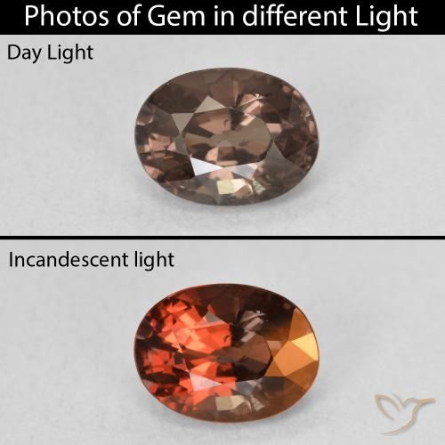 1.25ct Naturel Brun léger moyen Grenat Couleur Changeant, ovale, VS