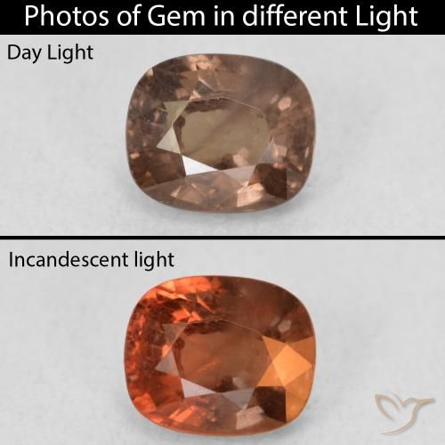 1.00ct Naturel Brun léger moyen Grenat Couleur Changeant, Coussin, VS