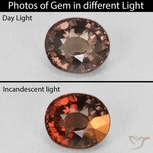 1.60ct Naturel Brun léger moyen Grenat Couleur Changeant, ovale, VS