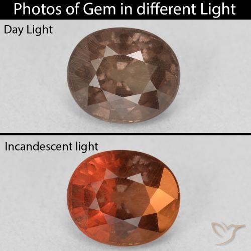 Grenat Couleur Changeant Brun léger moyen naturelle ovale, 1.44 ct, VS