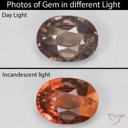 1.18ct Naturel Brun léger moyen Grenat Couleur Changeant, ovale, VS