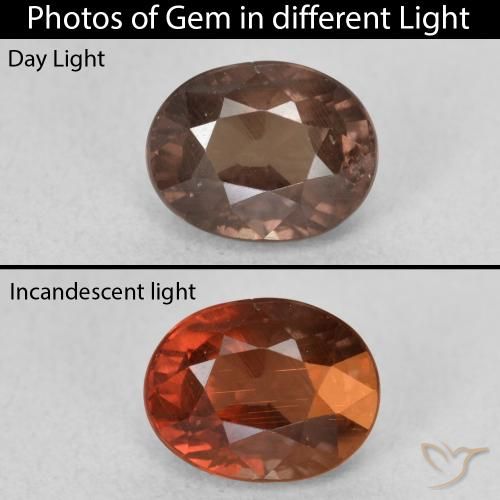 Grenat Couleur Changeant Brun léger moyen naturelle ovale, 1.65 ct, VS