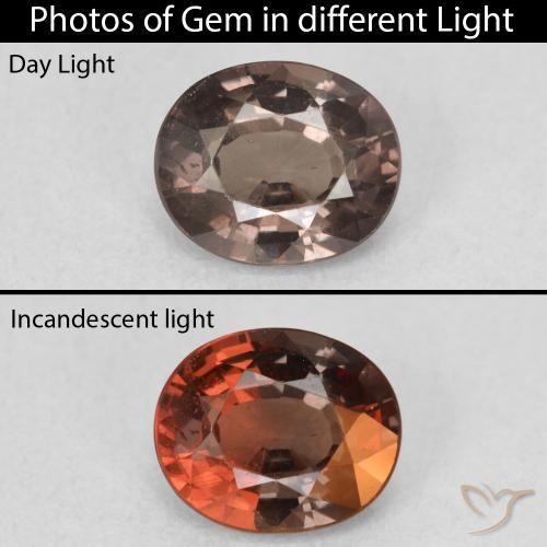 1.15ct Naturel Brun léger moyen Grenat Couleur Changeant, ovale, VS