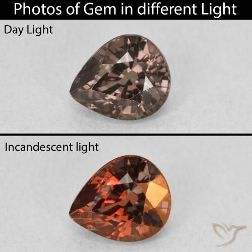 1.14ct Naturel Marron foncé Grenat Couleur Changeant, En forme de poire, VS