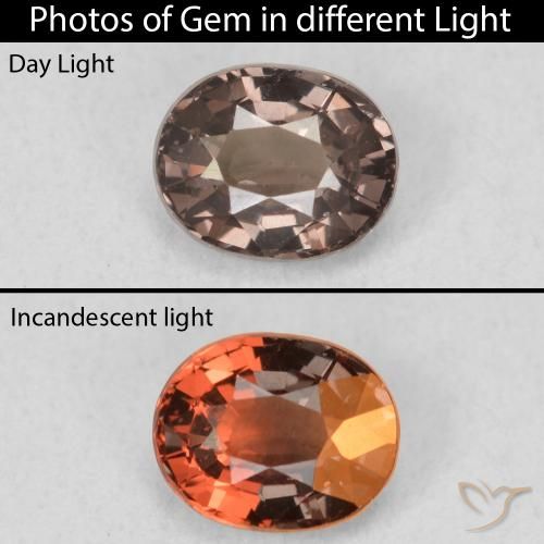 0.97ct Naturel Marron foncé Grenat Couleur Changeant, ovale, VS