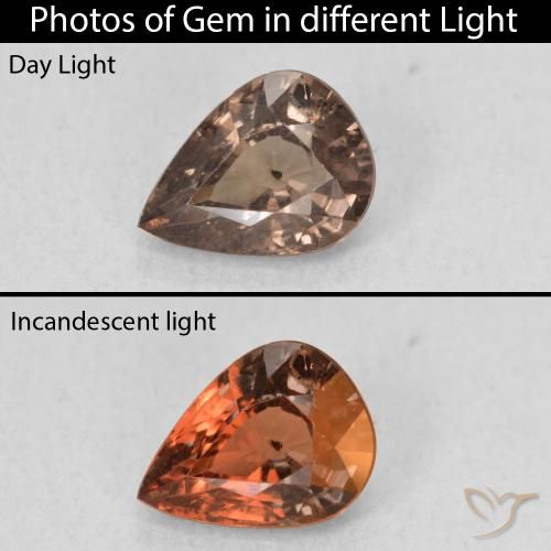 1.08ct Naturel Marron foncé Grenat Couleur Changeant, En forme de poire, VS
