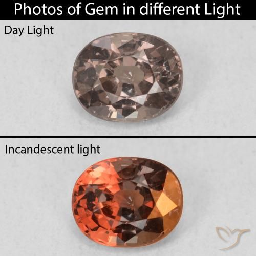 0.97ct Naturel Marron foncé Grenat Couleur Changeant, ovale, VS