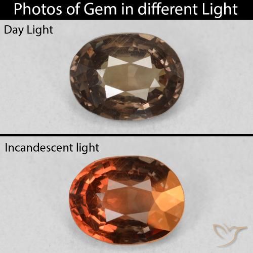 1.26ct Naturel Marron foncé Grenat Couleur Changeant, ovale, VS