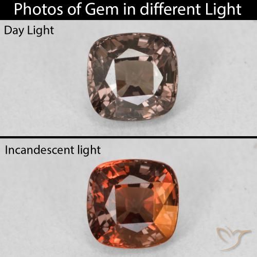 1.03ct Naturel Brun léger moyen Grenat Couleur Changeant, Coussin, VVS