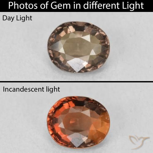 1.03ct Naturel Marron chaud Grenat Couleur Changeant, ovale, VVS