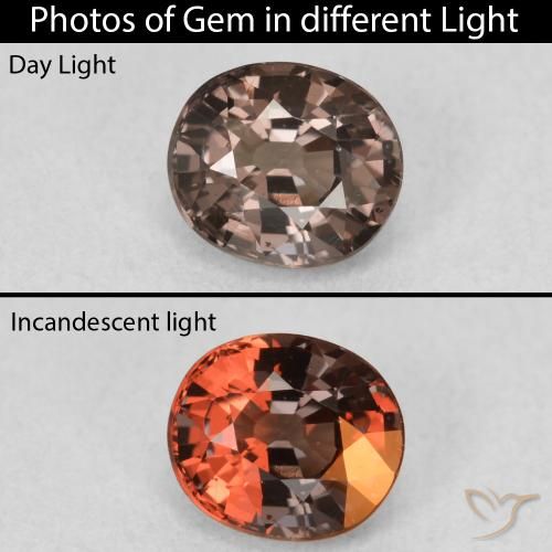 Grenat à changement de couleur marron naturelle coupe ovale, 1,03 ct, VVS