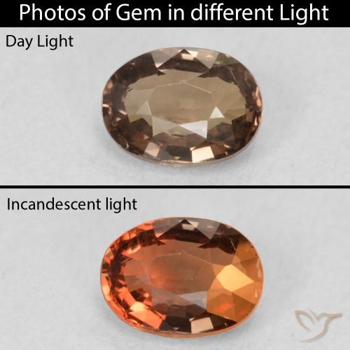 1.16ct Naturel Brun moyen Grenat Couleur Changeant, ovale, VVS