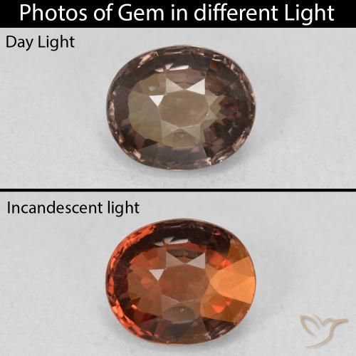 1.39ct Naturel Brun moyen Grenat Couleur Changeant, ovale, VVS