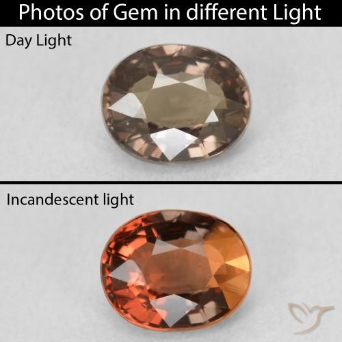 1.15ct Naturel Marron chaud Grenat Couleur Changeant, ovale, VVS