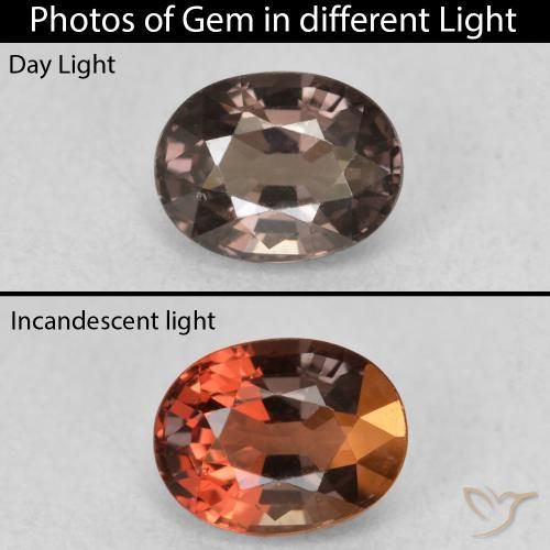 Grenat Couleur Changeant Brun léger moyen naturelle Coupe ovale, 1.38 ct, VVS