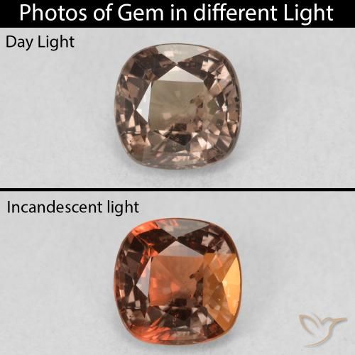 0.93ct Naturel Brun léger moyen Grenat Couleur Changeant, Coussin, VS