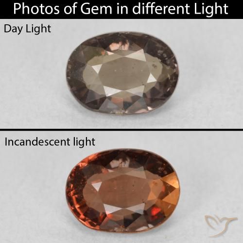 1.17ct Naturel Marron chaud Grenat Couleur Changeant, ovale, VS