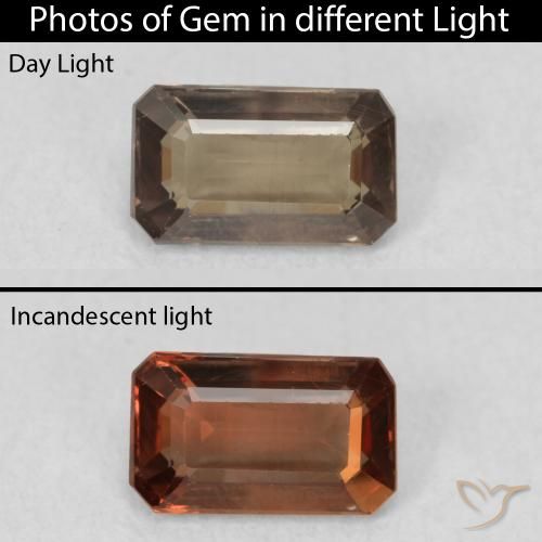 1.02ct Naturel Medium Dark-Brown Grenat Couleur Changeant, Taille émeraude, VS