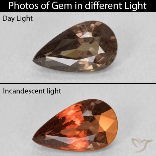1.41ct Naturel Marron foncé Grenat Couleur Changeant, En forme de poire, VS