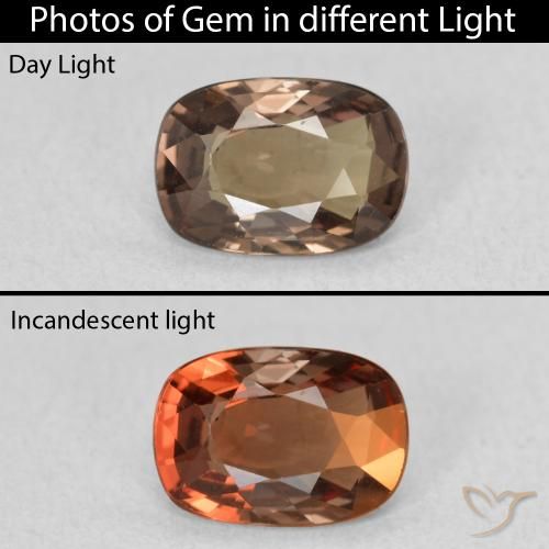 Grenat Couleur Changeant Brun léger moyen naturelle Coussin, 0.97 ct, VS