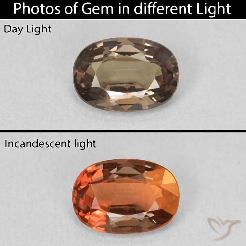 1.07ct Naturel Brun léger moyen Grenat Couleur Changeant, ovale, VVS-VS
