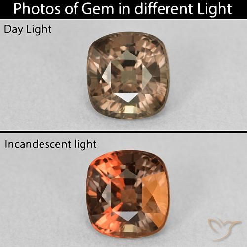 1.13ct Naturel Brun léger moyen Grenat Couleur Changeant, Coussin, VVS-VS