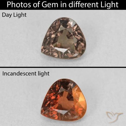 1.00ct Naturel Brun léger moyen Grenat Couleur Changeant, En forme de poire, VS