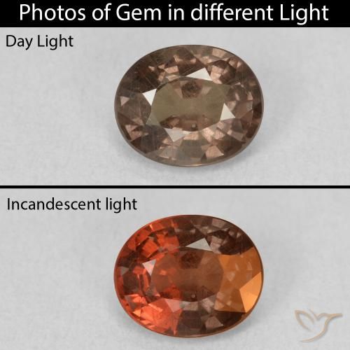 1.07ct Naturel Brun léger moyen Grenat Couleur Changeant, ovale, VS