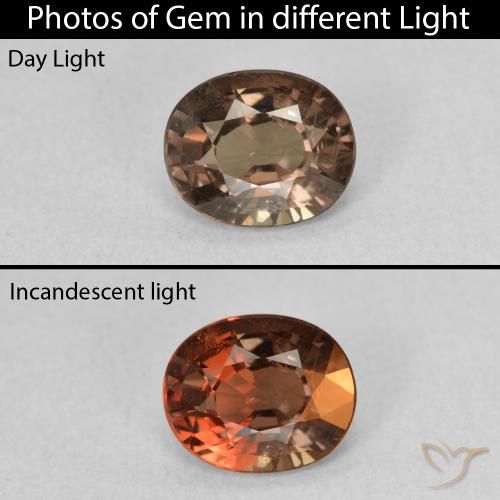 1.16ct Naturel Brun léger moyen Grenat Couleur Changeant, ovale, VS