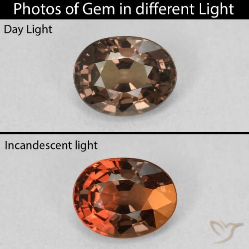 1.37ct Naturel Brun léger moyen Grenat Couleur Changeant, ovale, VS