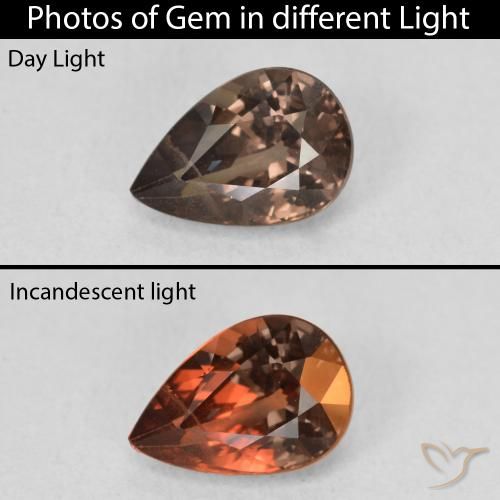 1.27ct Naturel Marron foncé Grenat Couleur Changeant, En forme de poire, VS