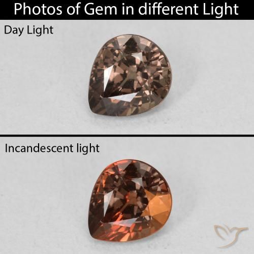 0.97ct Naturel Marron foncé Grenat Couleur Changeant, En forme de poire, VS