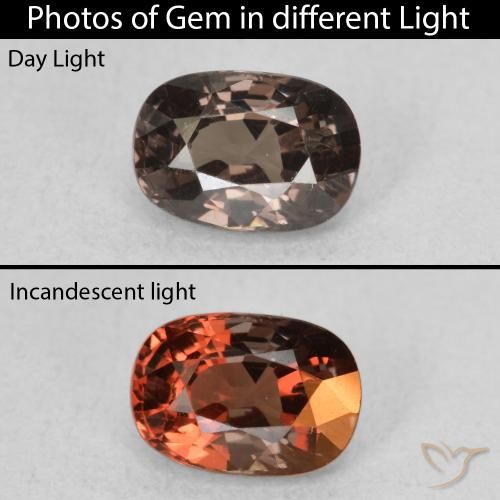 1.05ct Naturel Marron foncé Grenat Couleur Changeant, Coussin, VS