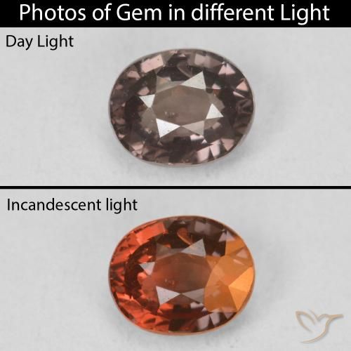 1.17ct Naturel Brun léger moyen Grenat Couleur Changeant, ovale, VS