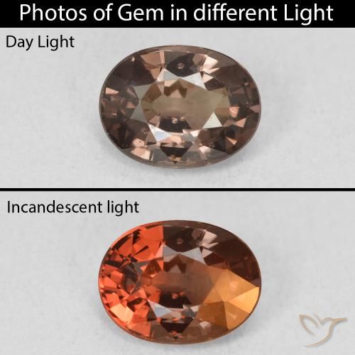 1.21ct Naturel Marron foncé Grenat Couleur Changeant, ovale, VVS-VS