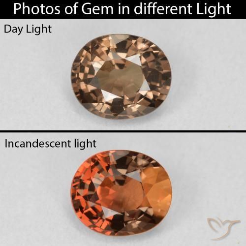 1.08ct Naturel Marron foncé Grenat Couleur Changeant, ovale, VVS-VS