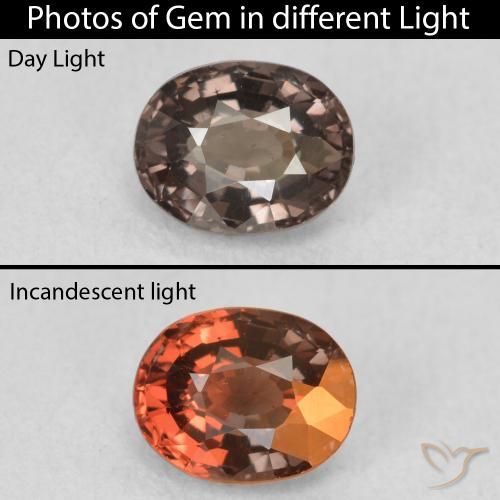1.07ct Naturel Marron foncé Grenat Couleur Changeant, ovale, VVS-VS