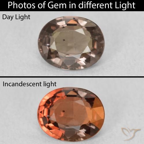 1.02ct Naturel Marron foncé Grenat Couleur Changeant, ovale, VVS-VS