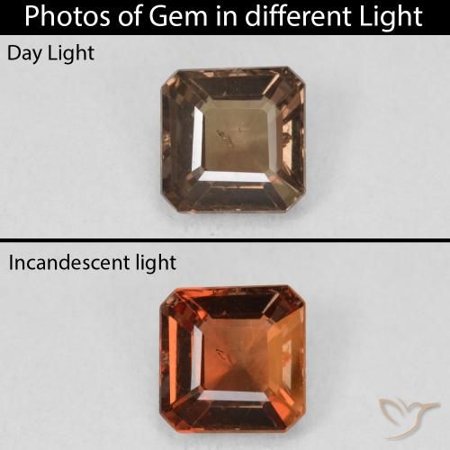 1.32ct Naturel Marron foncé Grenat Couleur Changeant, Taille émeraude, VS
