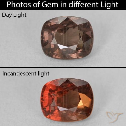 1.90ct Naturel Brun léger moyen Grenat Couleur Changeant, Coussin, VS