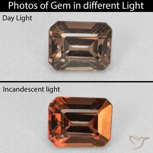 0.97ct Naturel Brun léger moyen Grenat Couleur Changeant, Taille émeraude, VS