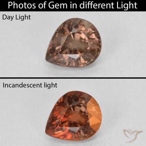 1.37ct Naturel Marron foncé Grenat Couleur Changeant, En forme de poire, VS