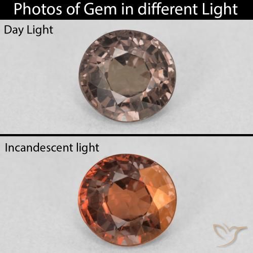 0.99ct Naturel Brun pécan Grenat Couleur Changeant, Tour, VS