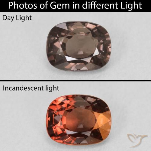 1.47ct Naturel Marron foncé Grenat Couleur Changeant, Coussin, VS
