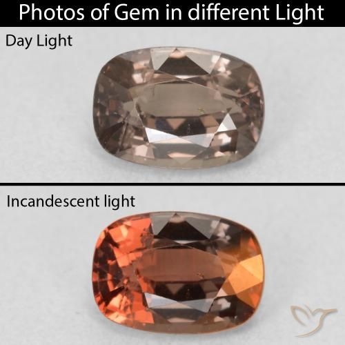 1.04ct Naturel Brun léger moyen Grenat Couleur Changeant, Coussin, VS