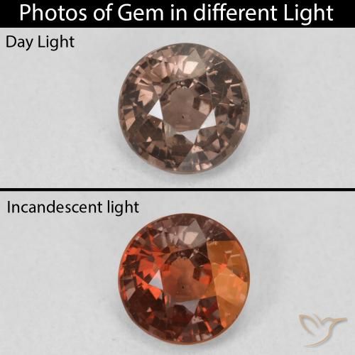 1.29ct Naturel Brun léger moyen Grenat Couleur Changeant, Tour, VS
