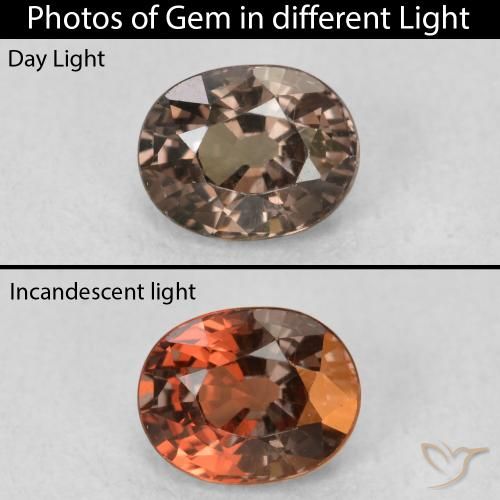 1.05ct Naturel Marron foncé Grenat Couleur Changeant, ovale, VVS