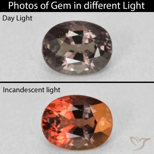 0.92ct Naturel Brun pécan Grenat Couleur Changeant, ovale, VVS