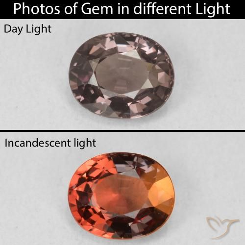 1.03ct Naturel Brun caryer Grenat Couleur Changeant, ovale, VVS
