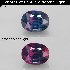Saphir à changement de couleur multicolore naturelle coupe ovale, 1,52 ct, VS